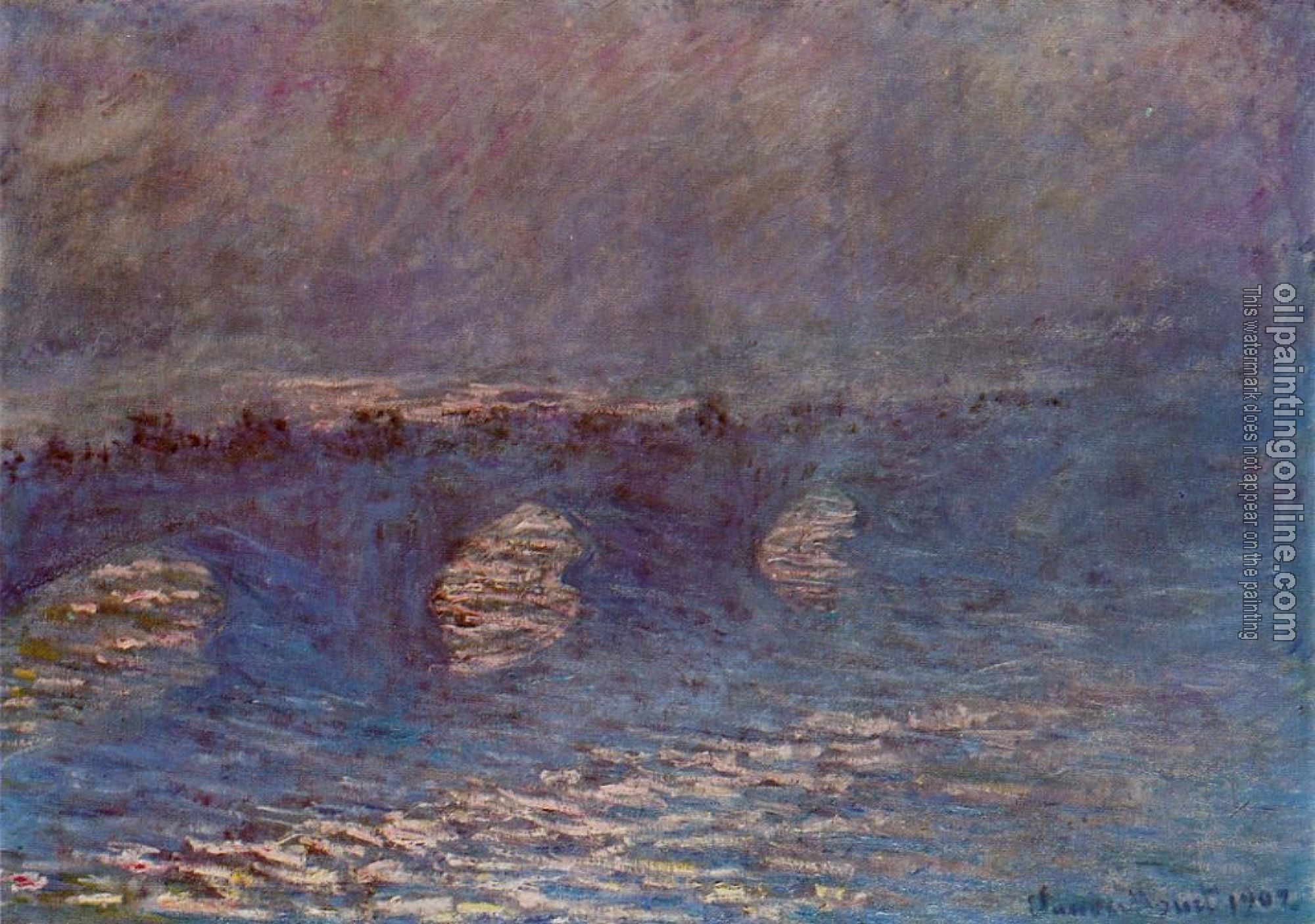 Monet, Claude Oscar - Waterloo Bridge, Effect of Sun in the Mist